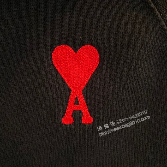 Ami專櫃2023FW新款愛心刺繡插肩連帽衛衣 男女同款 tzy3193